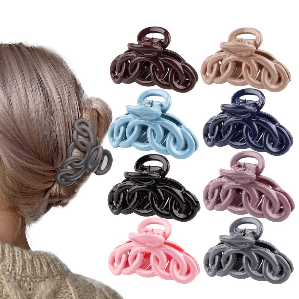 Photo 1 of Canitor Hair Clips Set: 8PCS Banana Claw Clips for Thin Hair, Non-Slip Vines Twining French Design Barrettes