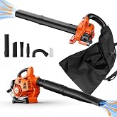 NEO‑TEC Handheld Gas Leaf Blower Vacuum Mulcher, 25.4cc 2‑Cycle 3‑in‑1 Gas Powered Leaf Blower with Collection Bag, 180 MPH 432 CFM Lightweight Yard Lawn Leaf Vacuum Mulcher for Lawn Debris Removal