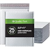 Quality Park Bubble Mailers, 8.25 x 11 Shipping Envelopes, Water Resistant White Poly Padded Envelopes, Redi-Strip Peel Off Closure, 25/Box (QUA85859)