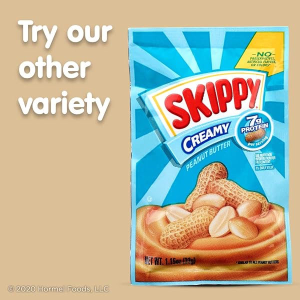 SKIPPY NATURAL CREAMY PEANUT BUTTER SPREAD INDIVIDUAL SQUEEZE PACKS, 1.15 OUNCE (8 POUCHES)
