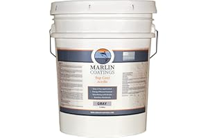 MARLIN COATINGS RV Roof Coating - Premium Acrylic Elastomeric Waterproof Sealant - Designed for Your RV, Camper, Trailer, Commercial Building…(Gray, 5 Gallon)