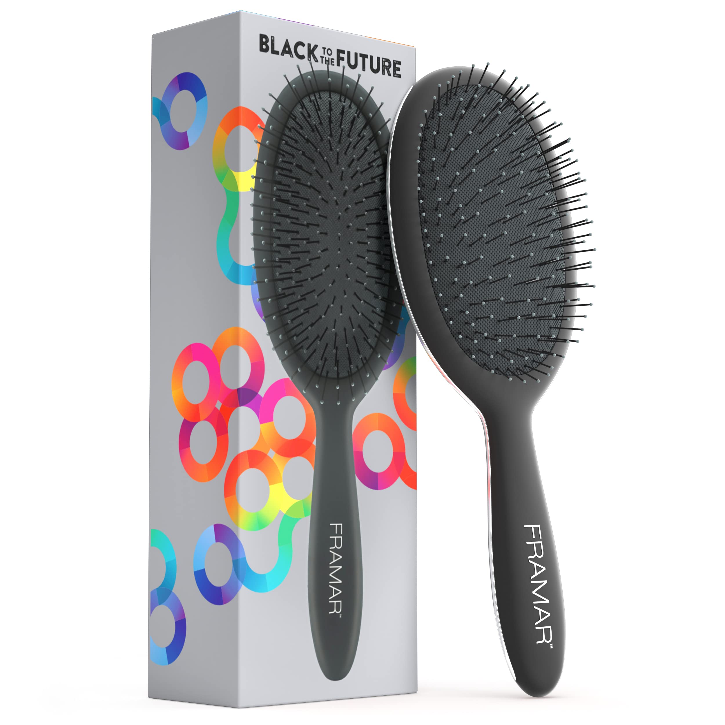 FRAMAR Detangle Hair Brush Women – Wet Hair Brush Black, Hairbrushes For Women, Hairbrush, Effective Detangling – Reduces Hair Breakage and Frizz - Black