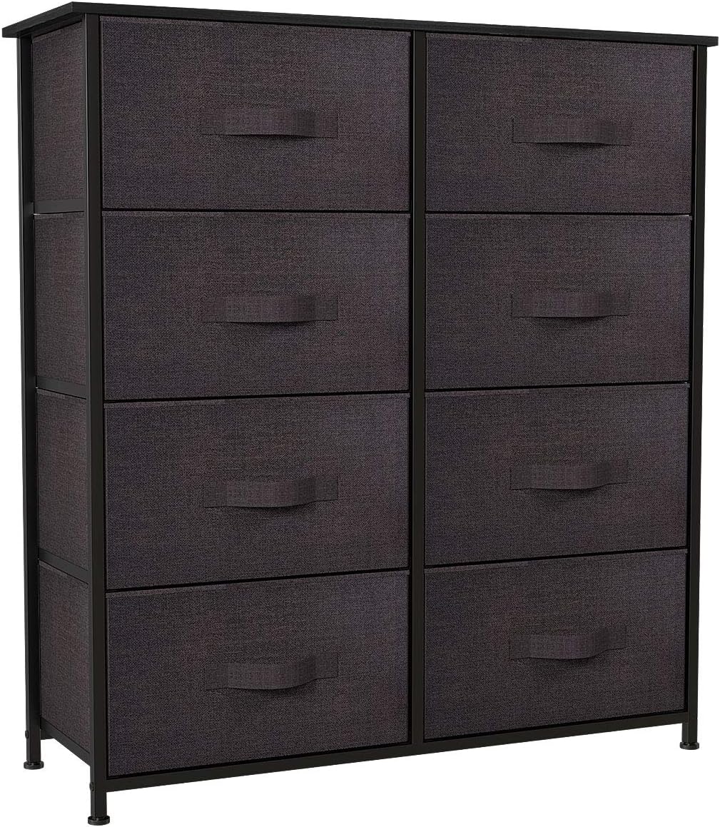 YITAHOME Storage Tower with 8 Drawers - Fabric Dresser with Large Capacity, Organizer Unit for Bedroom, Living Room & Closets - Sturdy Steel Frame, Easy Pull Fabric Bins & Wooden Top (Brown): Home Improvement