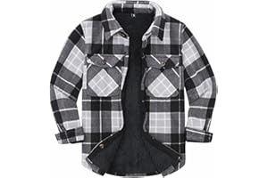ThCreasa Boys Warm Sherpa Lined Buffalo Plaid Fleece Button Down Shirt Jacket