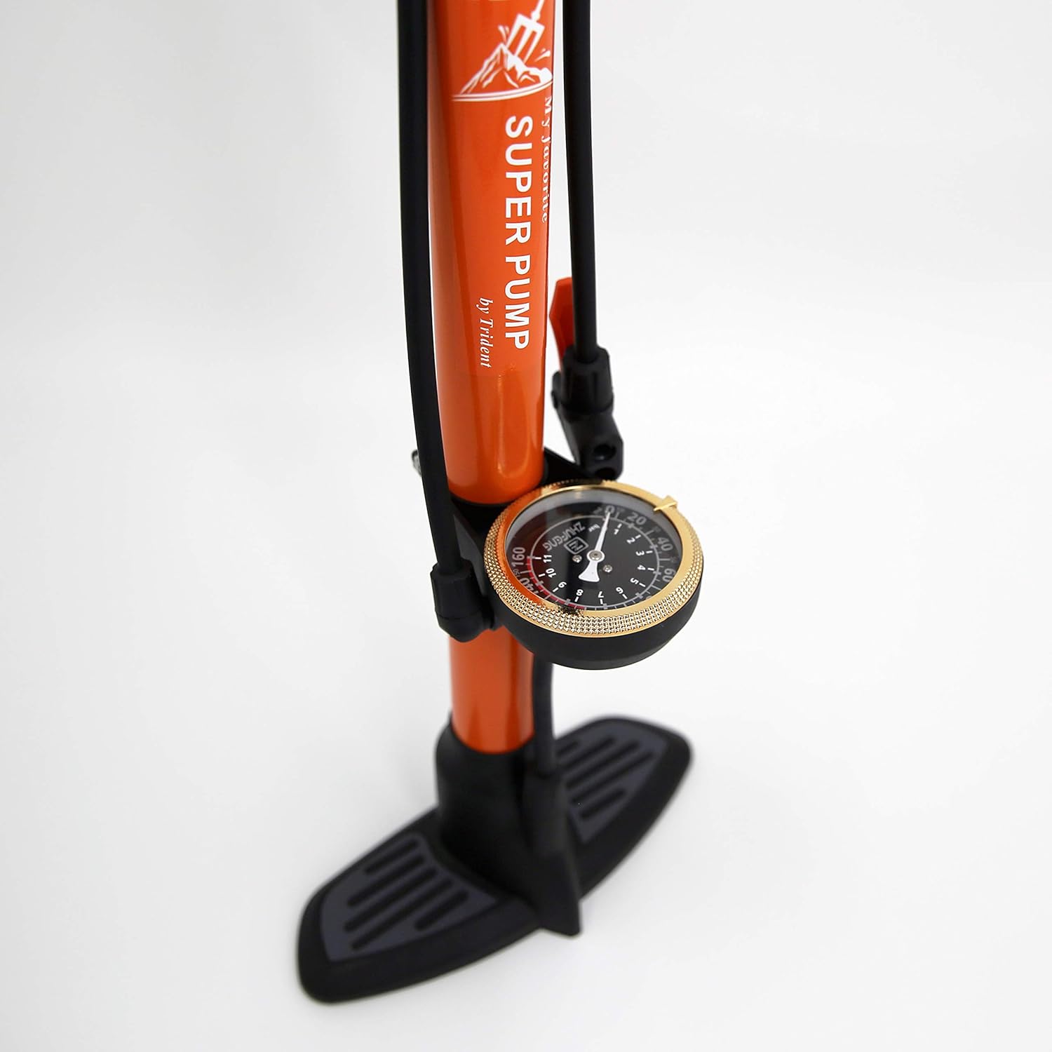 TPI Bike Pump with Luxurious Guage, Schrader and Presta, Ball Pump with Anti-Slip Foot Pad, High Pressure Durable Hose, Orange : Sports & Outdoors