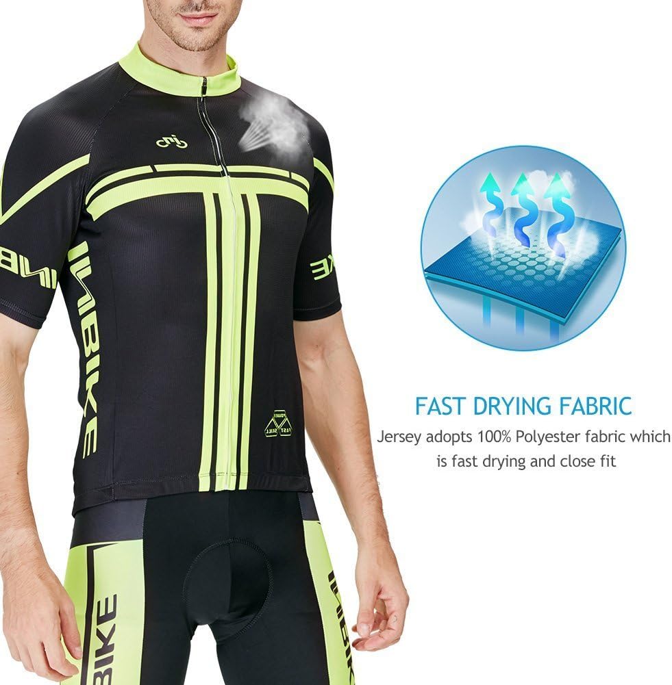 INBIKE Men's Cycling Jersey Set Short Sleeve Full Zip Moisture Wicking Breathable Quick-Dry, Bike Shirt with 3D Padded Shorts : Clothing