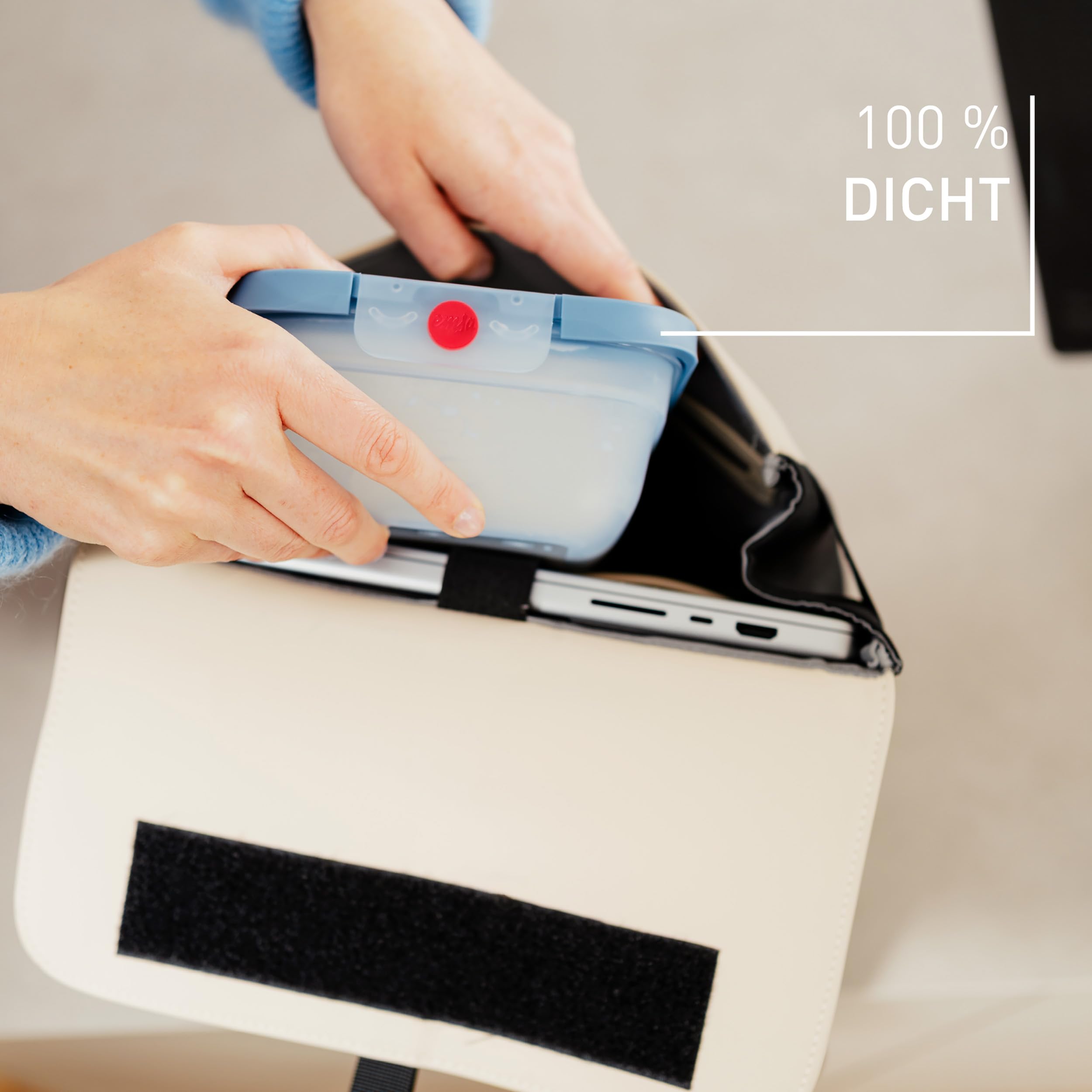 Emsa oneClick Frischhaltedosen, 5-teiliges Set, 2x0,5, 2x1,2, 1x2,3L, 100 Prozent dicht, Made in Germany, gefrier-, mikrowellen- und spülmaschinengeeignet, platzsparend, blau, N1230900 4