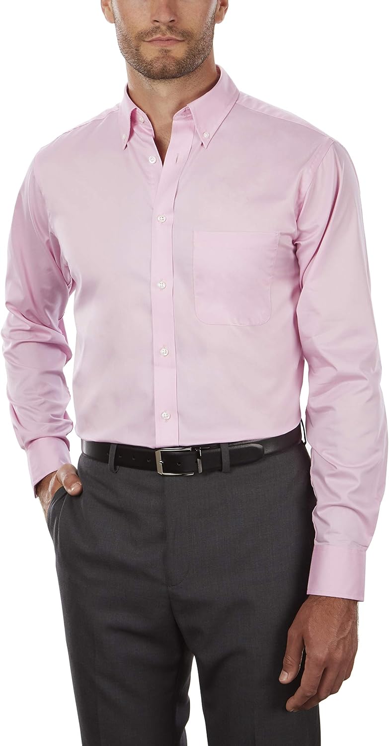 IZOD Men's Dress Shirt Regular Fit Stretch Solid Button Down Collar at  Men’s Clothing store