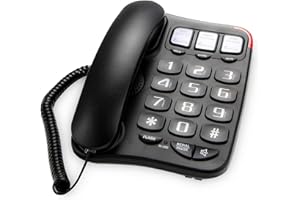 SIWMER Large Button Corded Phone for Seniors - Photo Speed Dial, Volume Control, Speakerphone, Extra-Long Cord, Flash Alert, Easy-to-Use Desk Telephone，Suitable for Multiple scenarios
