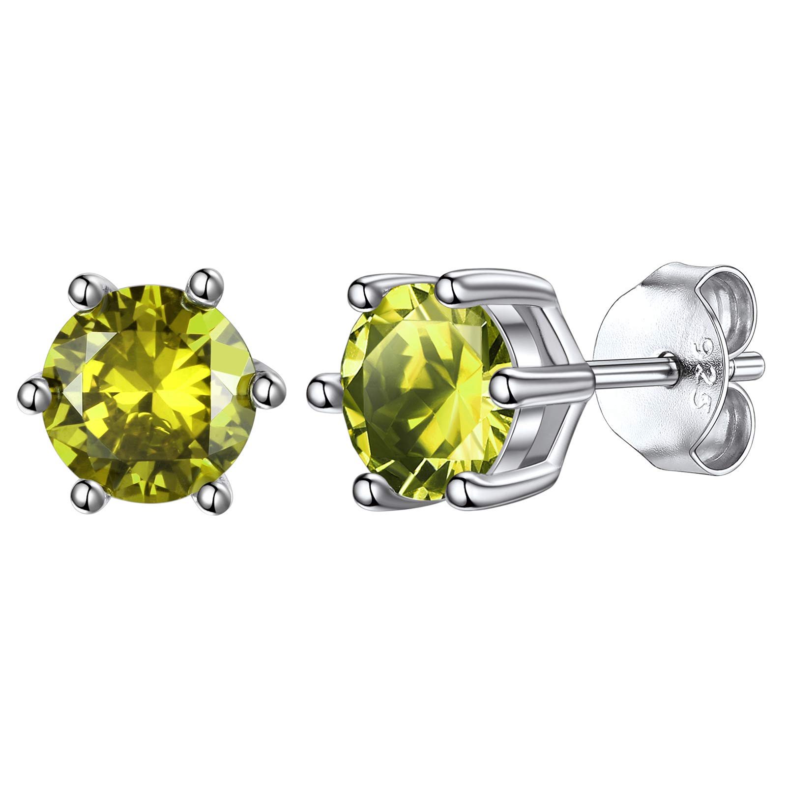 Silvora Sterling Silver Stud Earrings for Women with Cubic Zirconia Birthstone Hypoallergenic Jewellery Gifts for Ladies Mum Girls — image 1