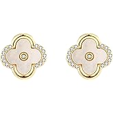 MAARRING Four Leaf Clover Necklace and Earring Set Mother of Pearl Jewelry Set for Women With Gift Box