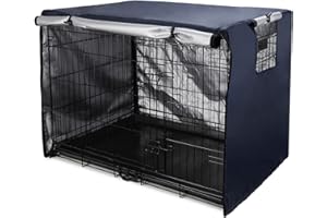 Double Door Dog Crate Cover Wire Dog Cage Cover Waterproof Durable Lightweight 420D Polyester for Pet Crates Dark Blue 30 inc