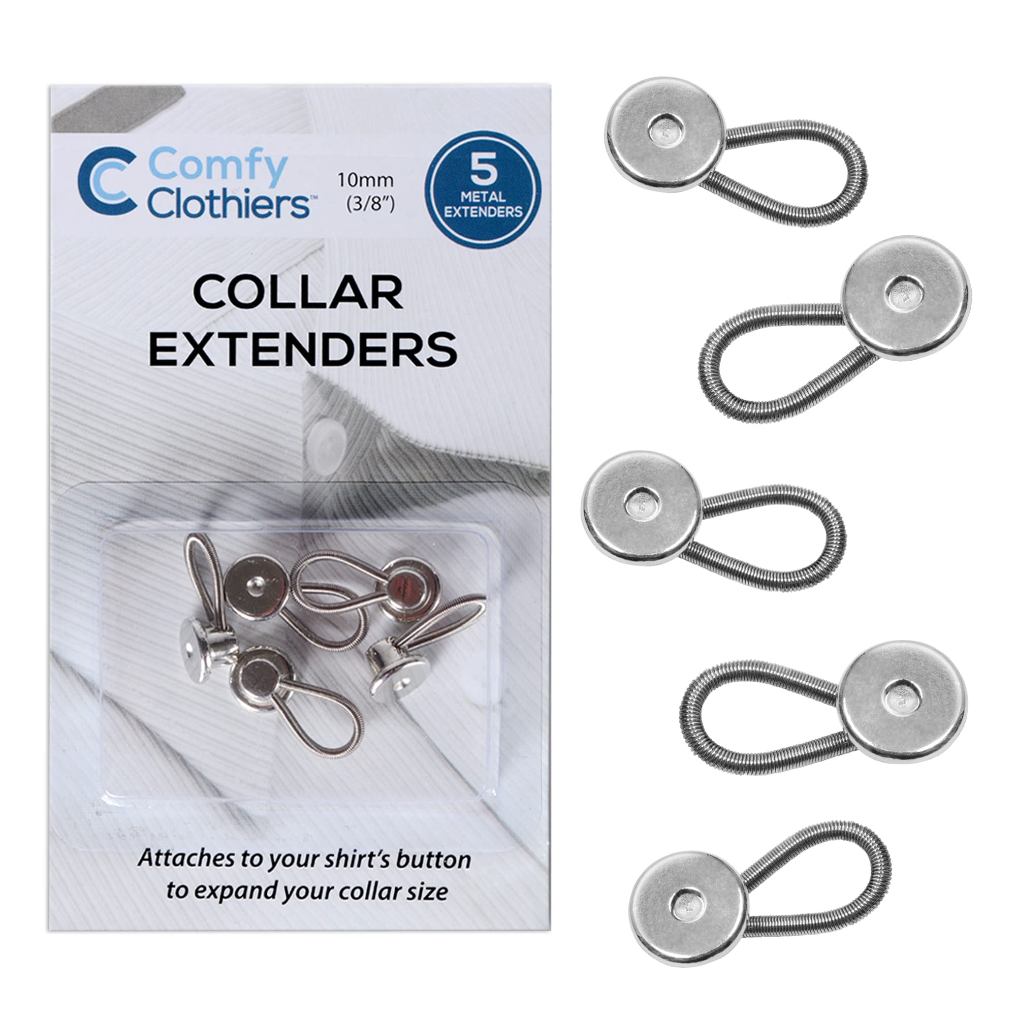 Collar Stays Johnson & Smith Men's Collar Extenders - 5+1 Pack, 3/8 Inch Zinc Alloy, Adds 1/2 Size For Dress Shirts Collar Stays Johnson & Smith Men's Collar Extenders - 5+1 Pack, 3/8 Inch Zinc Alloy, Adds 1/2 Size For Dress Shirts