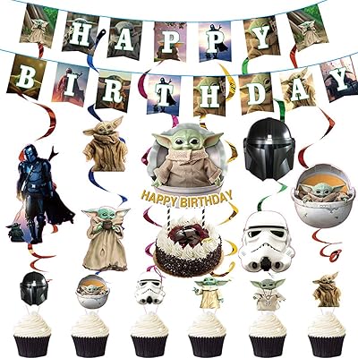 Buy Baby Yoda Birthday Party Supplies Yoda Party Set Include Happy Birthday Banner Cake Cupcake Toppers Hanging Swirls For Children Baby Yoda Theme Birthday Decoration Online In Kazakhstan B08zjffgjb
