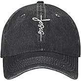 Walk with Jesus Embroidered Baseball Cap Vintage Adjustable Washed Cotton Christian Hat for Men Women,Black
