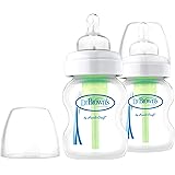 Dr. Brown's Options Wide Neck Glass Bottles, 2 Pack, Glass, 5 Ounce
