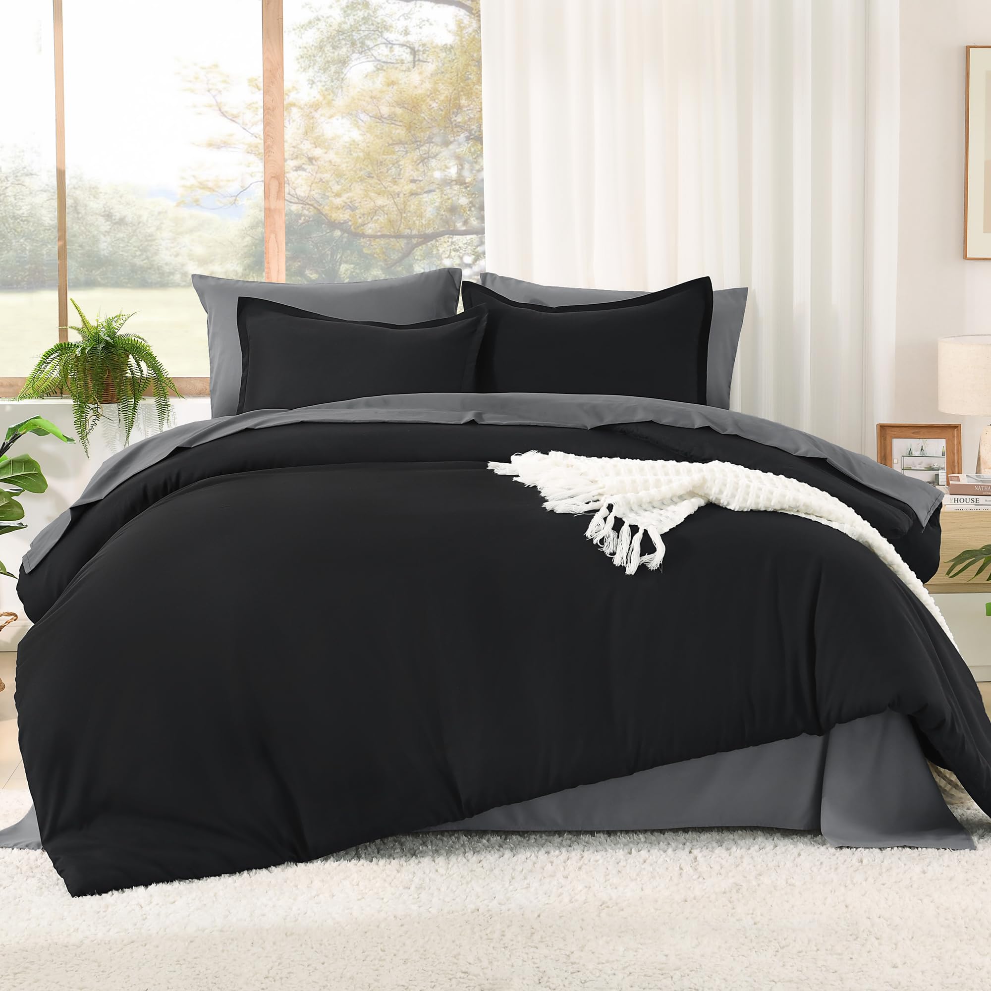 Litanika Comforter Queen Size Set Black Grey - 7