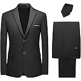 Men's 2-Piece Suit Classic Fit Tuxedo Suit for Wedding Prom Formal Wear Slim Fit Jacket & Pants Set with Tie
