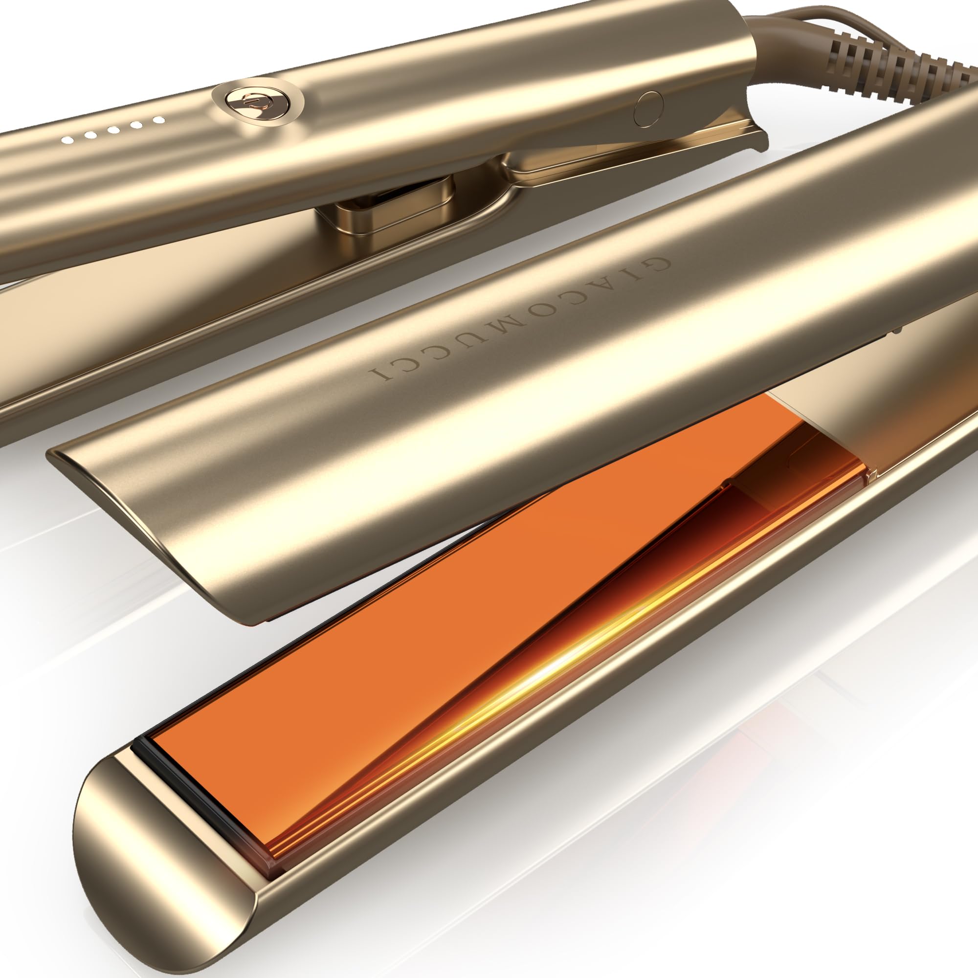Photo 1 of Giacomucci Titanelli 2 in 1 Titanium Hair Straightener and Curler | 100% Pure Ti-Thermal Technology Flat Iron | 1-Inch Professional Styling | Available in Black, Gold, and Pink (Gold)