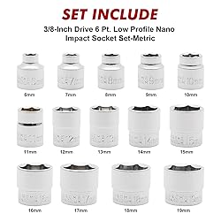 CASOMAN 14 Piece 3/8" Drive 6 Point Stubby Socket