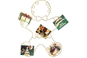 Fullhawl Metal Gingerbread Wreath Spiral Christmas Card Holder Xmas Wall Hanging Photo Greeting Card Holder Wire Loop Picture Display Insert Wall Decor