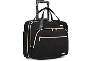 BAVERGE Rolling Laptop Bag for Women with Wheels, Rolling 15.6” Computer Briefcase Overnight Duffle bag for Women Carry on Travel Work Business