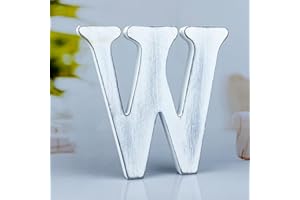 WOODOUNAI 6 Inch Rustic White Wood Letters Unfinished Wood Letters for Wall Decorative White Retro Standing Letters Sign Board Decoration for Craft Home Party Projects (W)