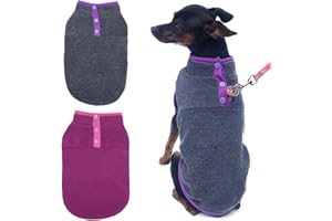 TEALOTS 2 Pack Dog Fleece Vest Sweater, Warm Pullover Fleece Puppy Jacket, Autumn Winter Cold Weather Coat Clothes, Pet Stretch Fleece Apparel with Buttons Costumes for Small Medium Dogs Cats (X-Large)