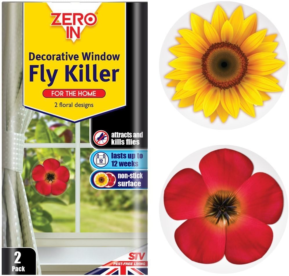 Zero In Decorative Window Fly Killer (Hygienic Floral Window Stickers