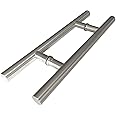 NHN Modern & Contemporary Double-Sided Ladder Style Push-Pull Stainless Door Handle (16 inches/406mm) for Steel, Aluminum and Glass Doors, Brushed Stainless Steel Finish (16 inch)