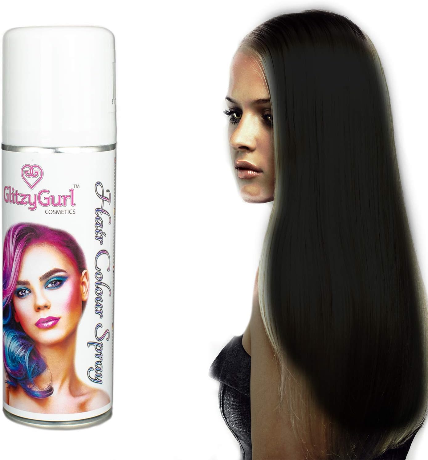 Hair Colour Spray 125ml Temporary Hair Kids Adults Halloween Temporary Dye Made in UK (Black), 125 ml (Pack of 1)