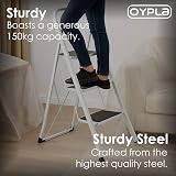 Oypla Foldable 3 Step Ladder Steel Non Slip Treads Safe Anti Slip Feet view 4