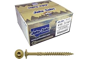 Jake Sales #15 x 3-1/2" Construction Lag Screw Exterior Coated Torx/Star Drive Heavy Duty Structural Lag Screw Far Superior to Common Lag Screws (Full Box 700 Screw Count) Modified Truss Washer Head