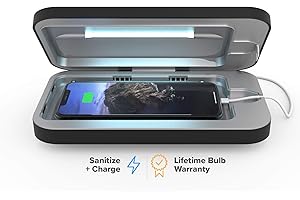 PhoneSoap 3 UV Cell Phone Sanitizer & Dual Universal Cell Phone Charger Box | Patented & Clinically Proven 360-Degree UV-C Light Sanitizer | Disinfects and Charges All Phones (Black)