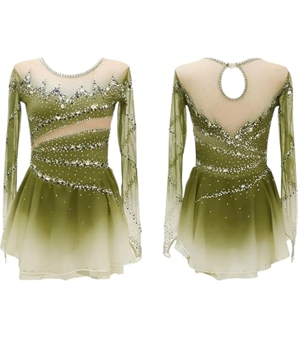 Amazon.com: Figure Skating Dress Women, Dance Competition Breathable  Performance Clothing Girls Dresses Skating Long Sleeve,Green,10Years :  Clothing, Shoes & Jewelry