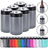 Clear Water Home Goods - 12 oz Stainless Steel Double Wall Vacuum Insulated Can or Bottle Beverage Cooler - Powder Coated Dark Gray - 6 Pack