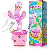 Rechargeable Dancing Talking Cactus Toy for Baby Toddlers, Baby Girl Toys, Volume Adjustable, Mimicking, Recording, Singing English Songs, Xmas Baby Toys & Gifts for Girls, Stocking Stuffers for Kids