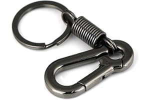 maycom Retro Style Simple Strong Carabiner Shape Keychain Key Chain Ring Keyring Keyfob Key Holder (Black)