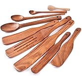 Spurtle Set,Wooden Spurtle Set of 9,Wooden Spoons for Cooking, Natural Teak Wooden Utensils for Cooking, Stirring, Mixing, Serving,Spurtles Kitchen Tools As Seen On Tv