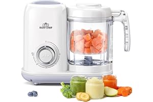 AMZBABYCHEF Baby Food Maker, 4 in 1 Baby Food Processor and Steamer, Puree Blender, Multifunctional Baby Puree Maker, Dishwasher Safe (White)