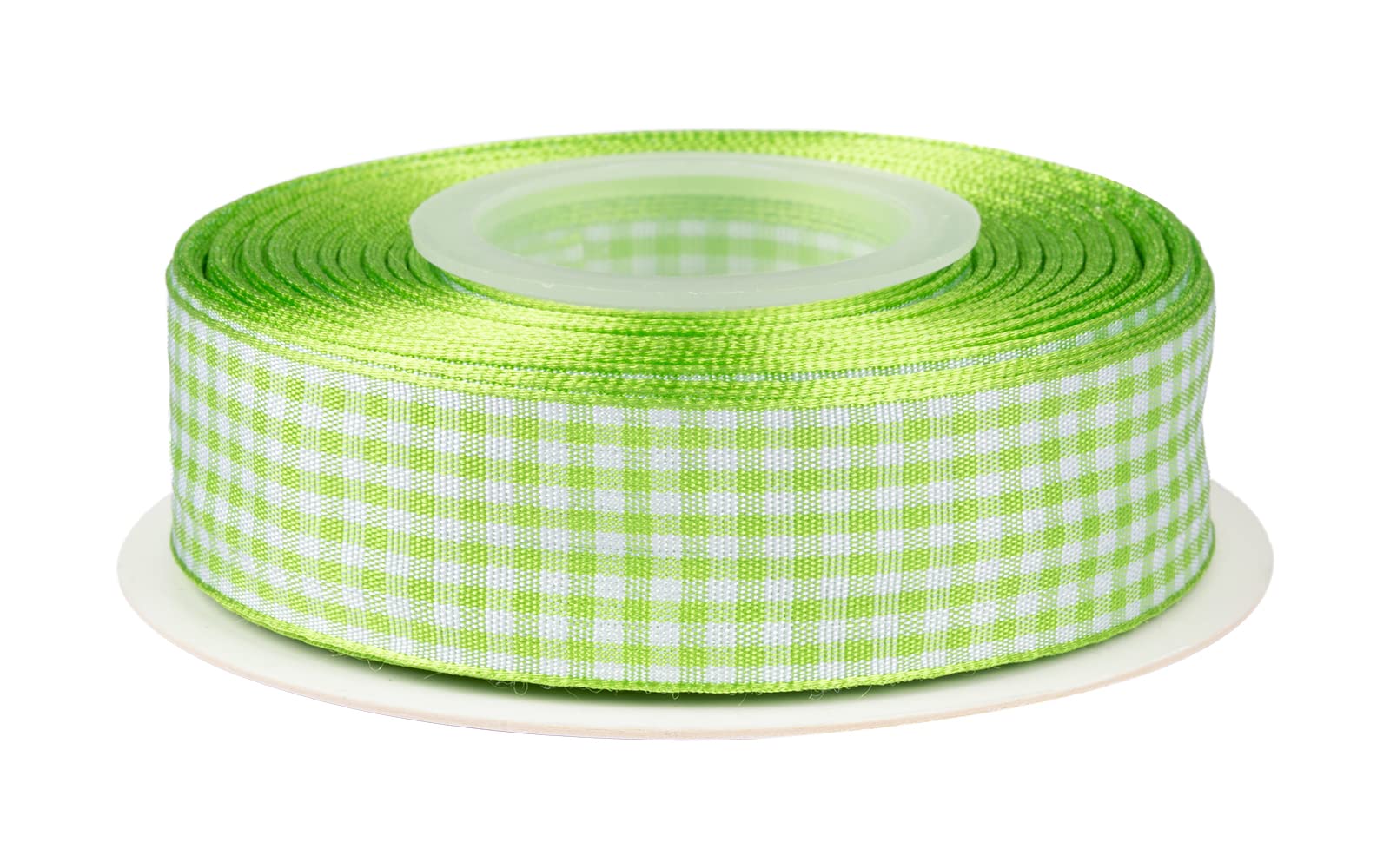 Ribbonitlux Gingham Ribbon, 25mm X 22 Meters, Plaid Checkered Ribbon with Woven Edge, Buffalo Straped Ribbon for DIY Crafts Decoration, Flower Bouquet Wrapping Home Decoration (Apple Green)