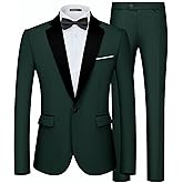 WULFUL Men's 2 Piece Slim Fit Suit Set One Button Blazer Jacket Pants Tuxedo Set for Prom, Wedding and Business