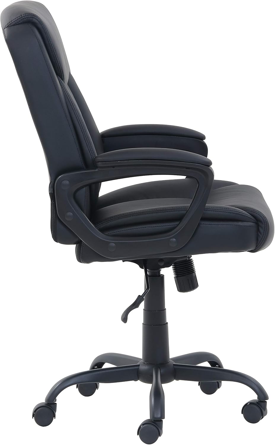 Basics Classic Puresoft PU-Padded Mid-Back Office Computer Desk Chair with Armrest - Black: Furniture & Decor