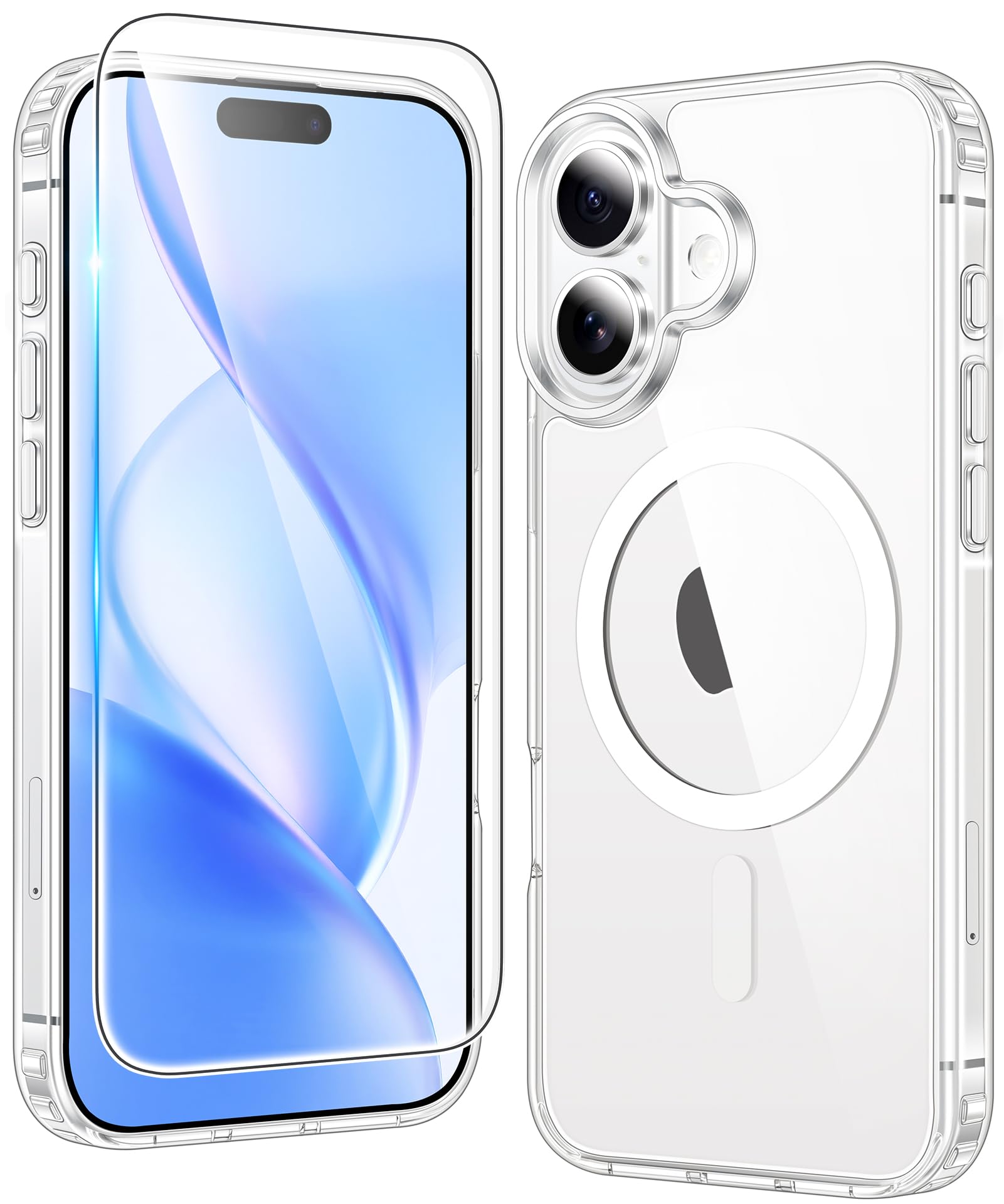 Photo 1 of FNTCASE for iPhone 16 Case: Clear Magnetic Military Grade Drop Protection Anti Yellowing Slim Case - Rugged Shockproof Protective Transparent Cell Phone Cover(Clear)