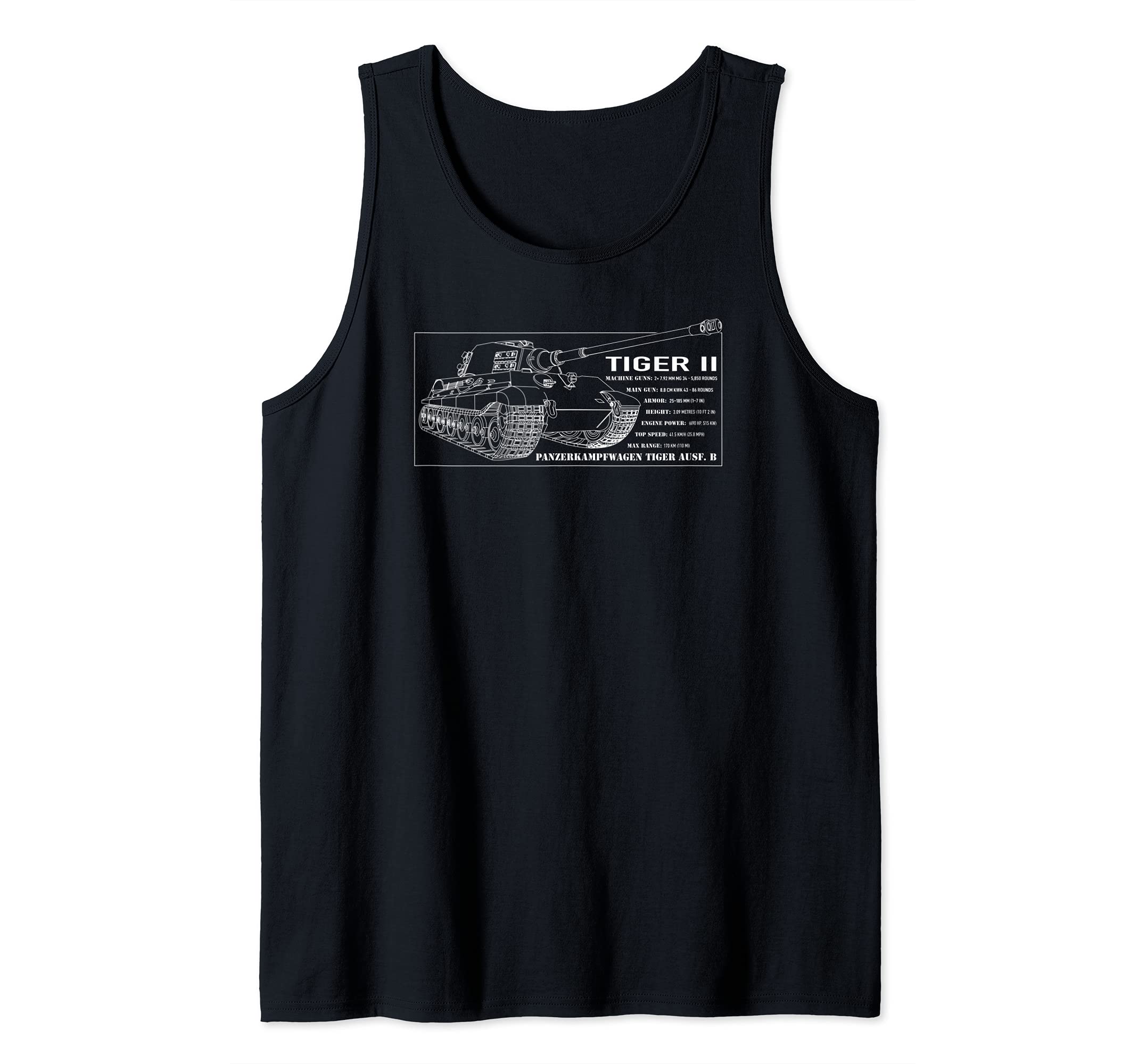 Tiger II WW2 German Panzer Tank Blueprint Tank Top