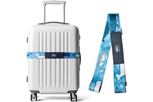 EKAX Luggage Straps for Suitcases,Adjustable Luggage Elastic Belt, Travel Essentials for Airport,Station, Vibrant Designs, (Azure Ocean)