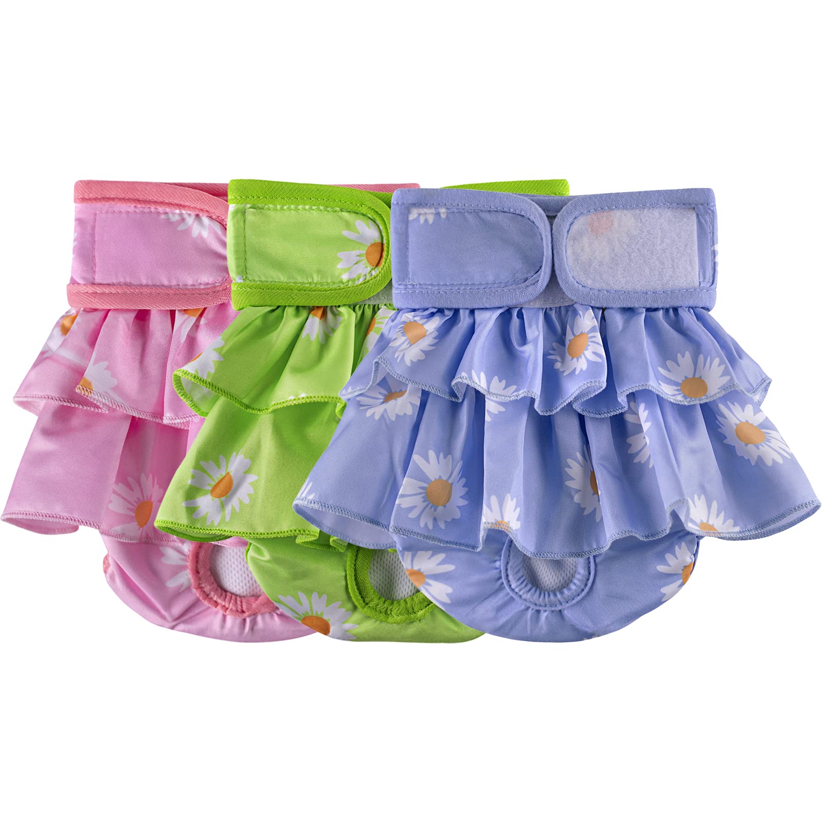 TIANHAO Washable Dog Nappies, 3 Pack Super Absorbent Period Pants - Adjustable Sanitary Panties for Female Dogs in Season - Small to Large Sizes, Pink