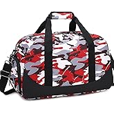 DSIUE Boys Duffle Bag Sports Gym Bag Overnight Weekender Travel Duffel Bag With Shoe Compartment (Camo Red)