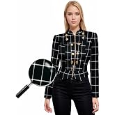 Hybrid &amp; Company Women's Crop Blazer Jacket | Premium stretch fabric, military-inspired design, zip-up front, cropped silhouette, suitable for office and casual wear