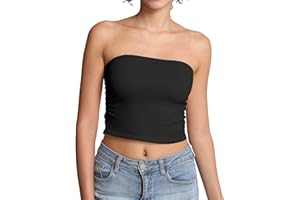 Comfyin Tube Tops for Women Strapless Bandeau Sleeveless Crop Top Basic Backless Summer Going Out Tank Top
